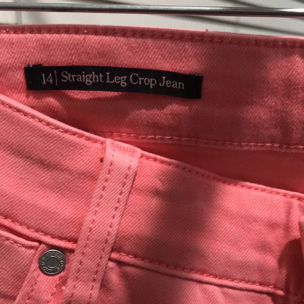 Talbots women Straight Leg Crop Jean At Waits Size 14 Salmon Pink Color